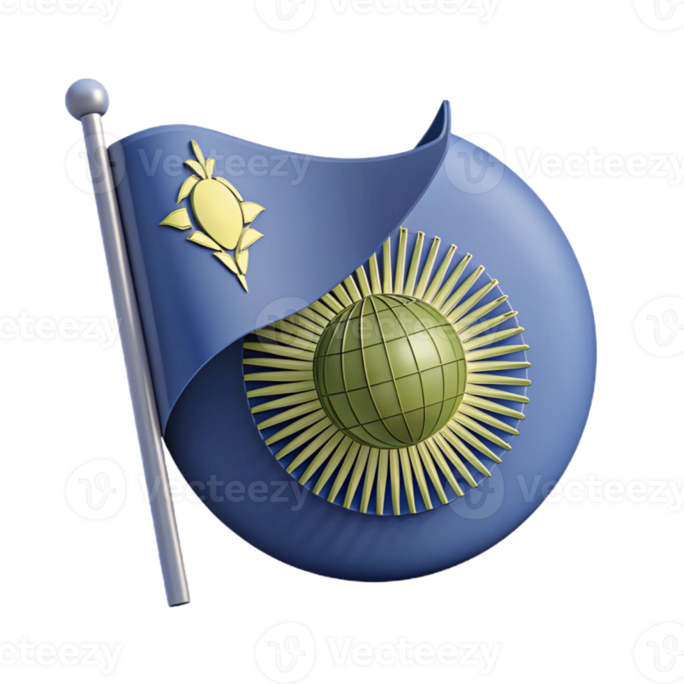 Blue Flag with Globe and Sunburst png
