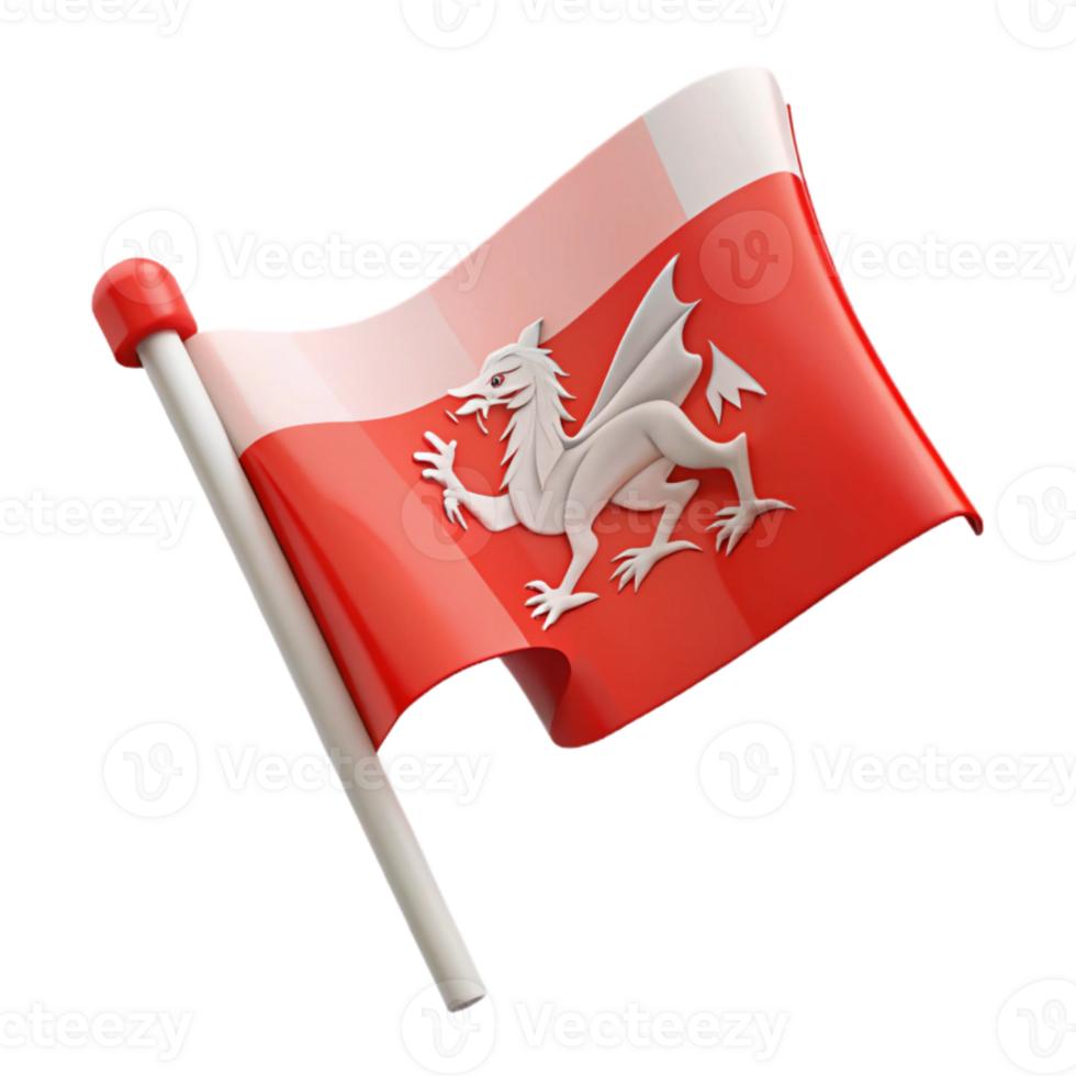Welsh Dragon Flag Waving in the Wind png