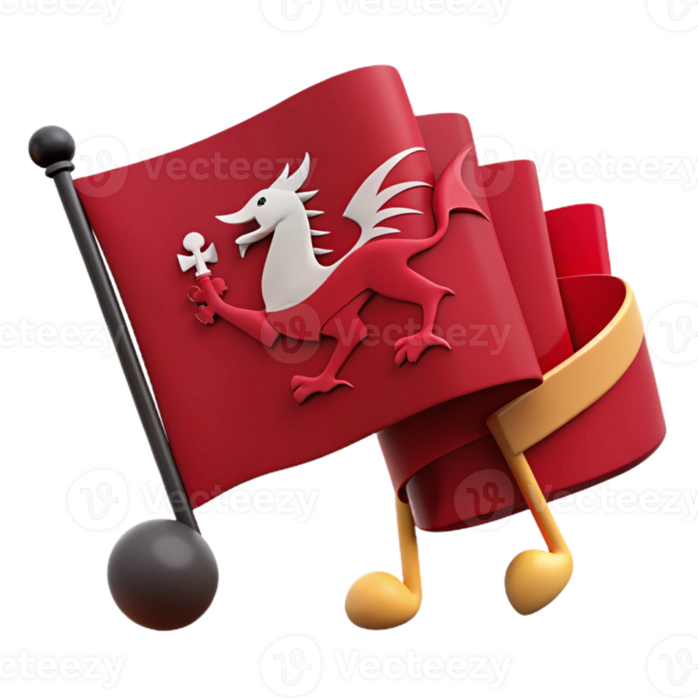 Welsh Dragon Flag Music Note Illustration png
