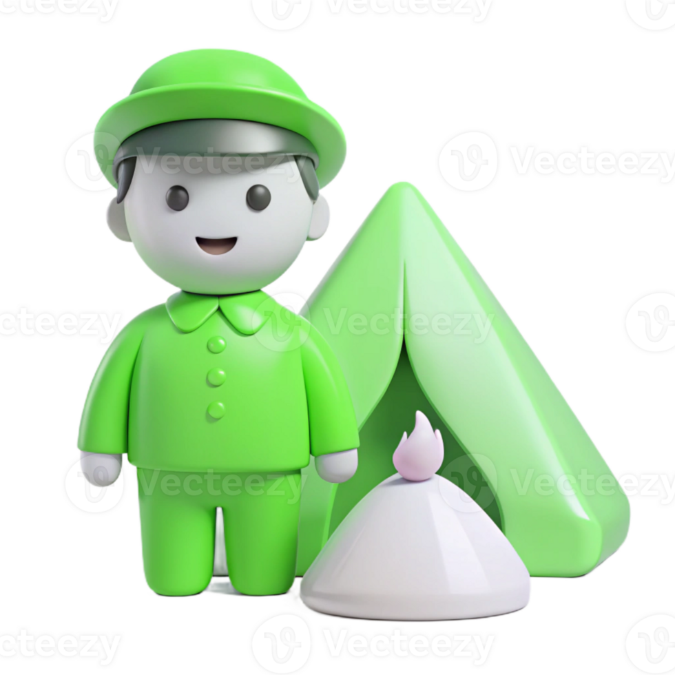 Camping Adventure with a Cartoon Character png
