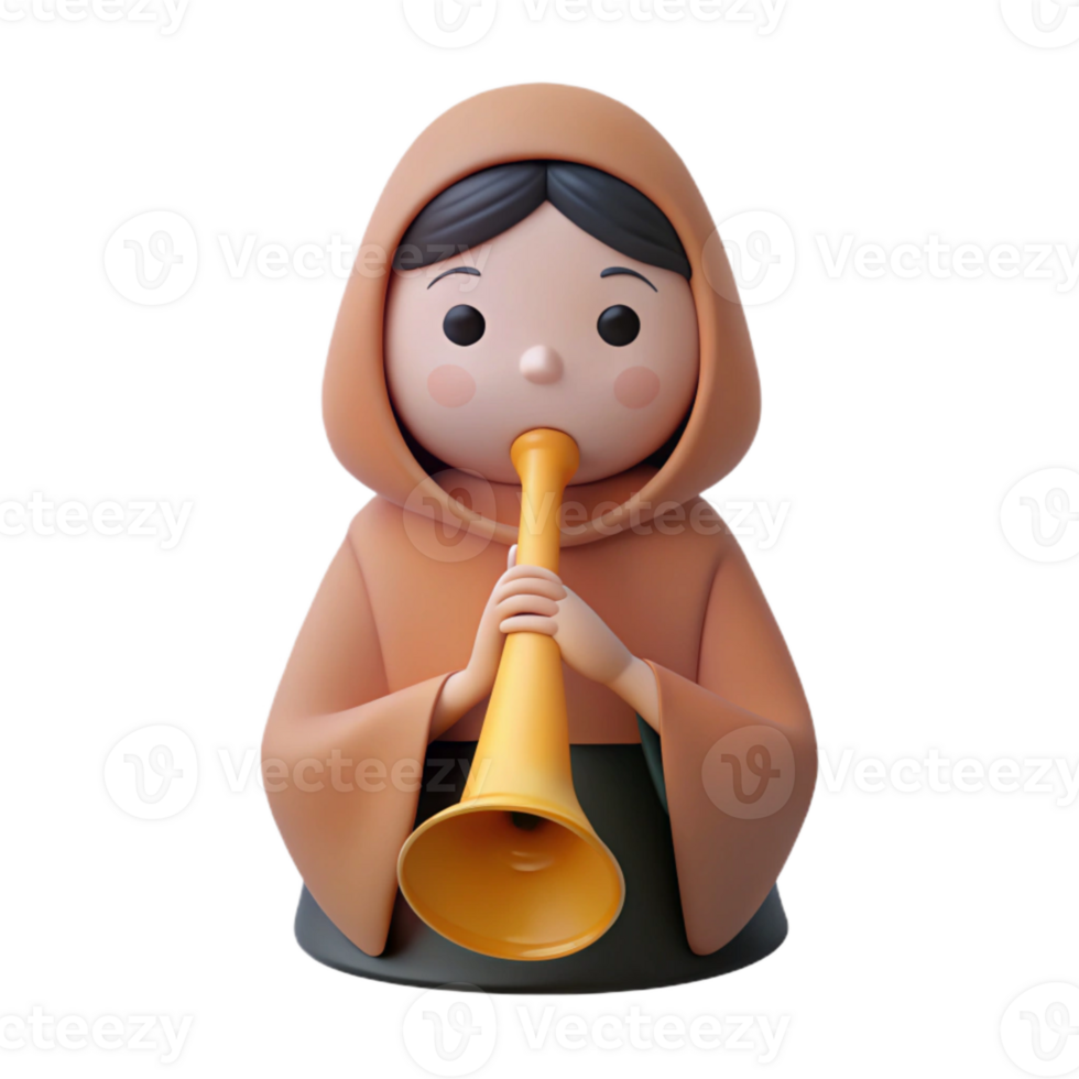 3D Cartoon Character Playing a Trumpet png