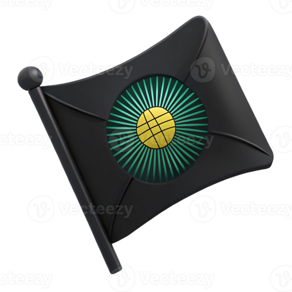 Black Flag with Green and Yellow Circle Symbol png