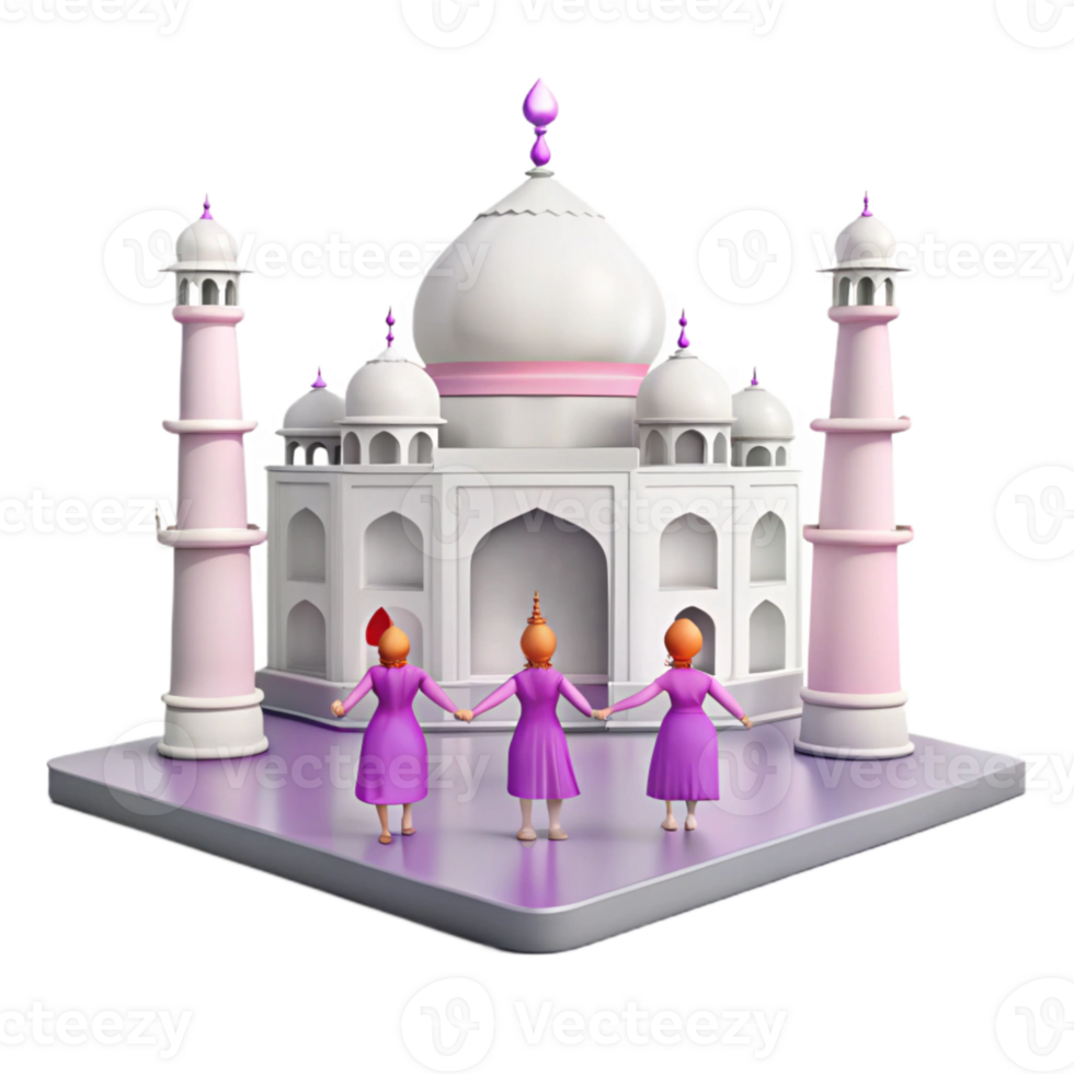 Three Figures Holding Hands in Front of a Monument png