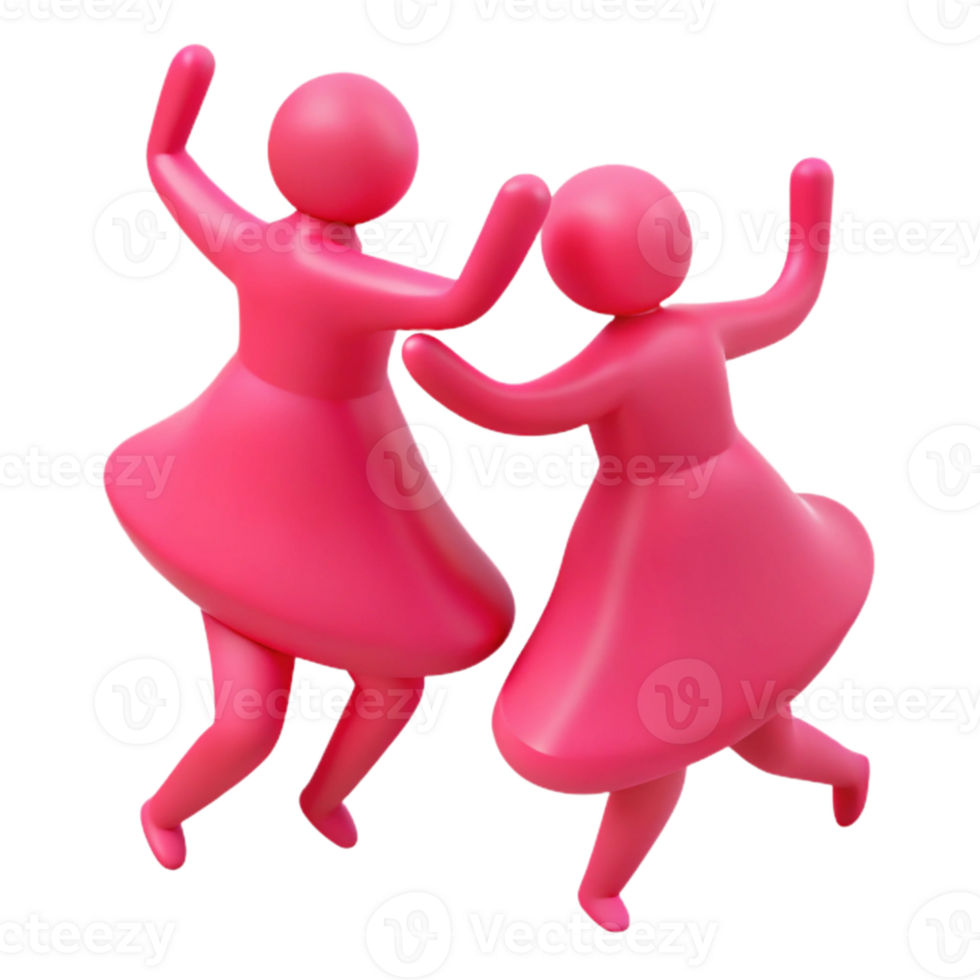 Two Pink 3D Figures Dancing Together png