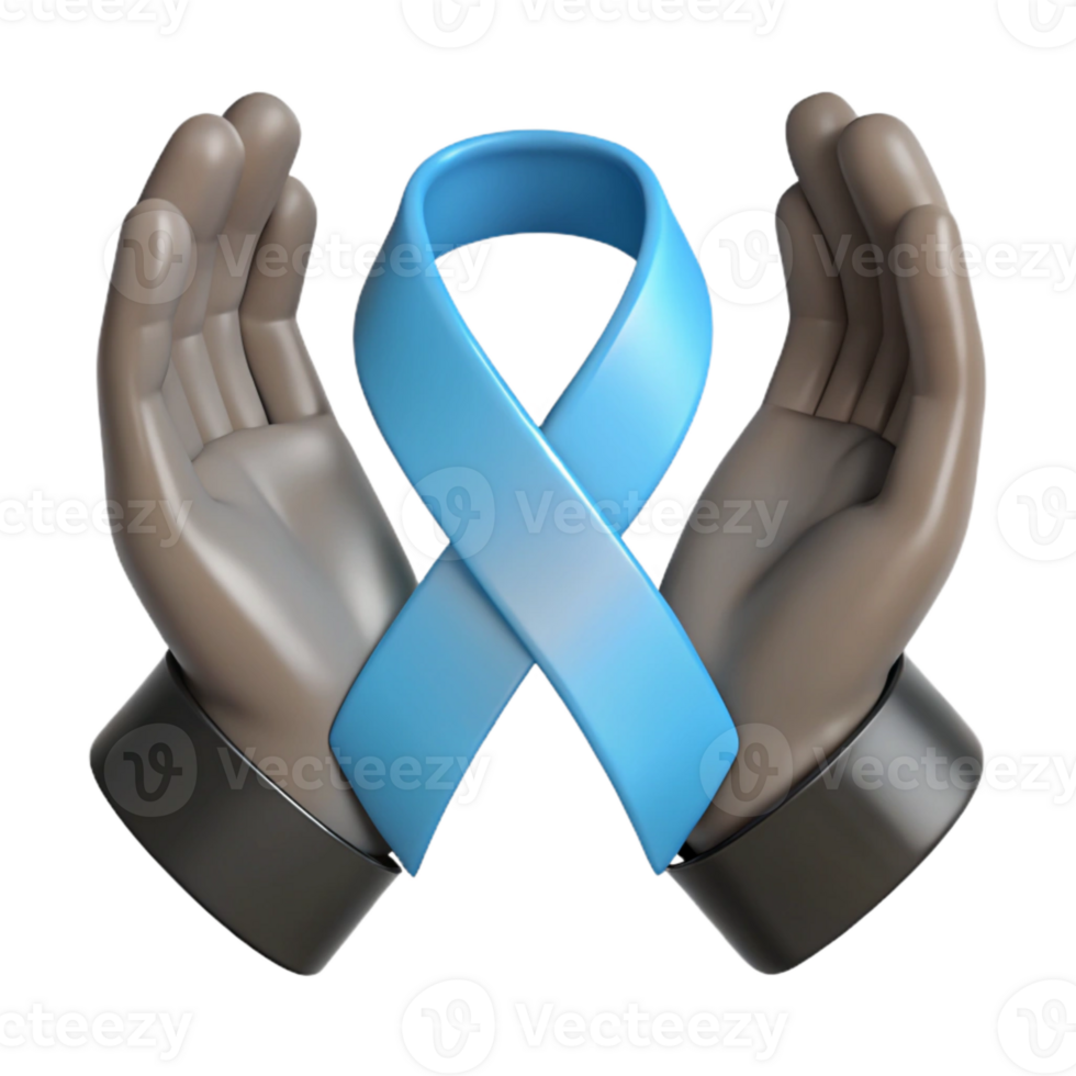 Hands Holding a Blue Ribbon A Symbol of Support png