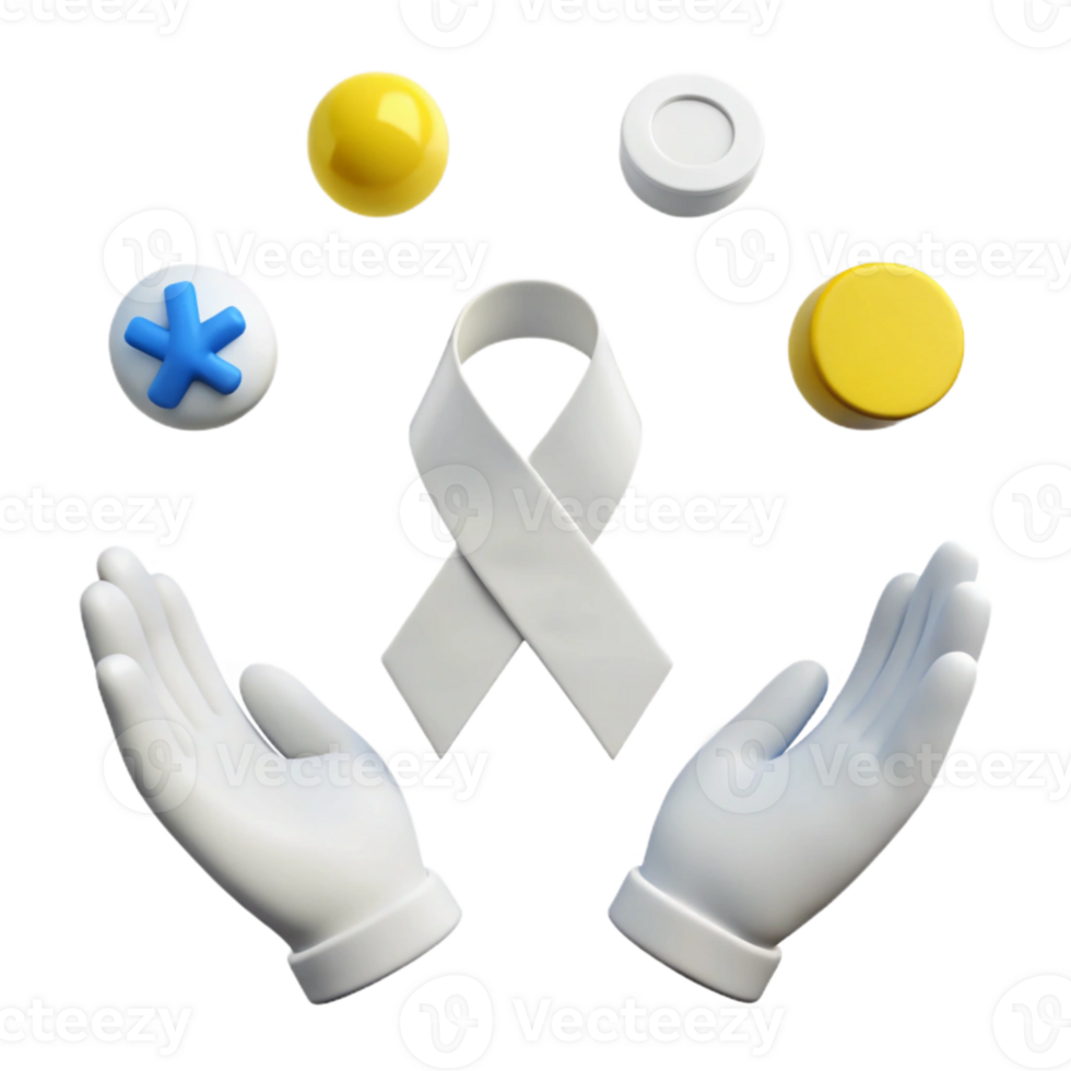 White Ribbon, Symbol of Support and Awareness png