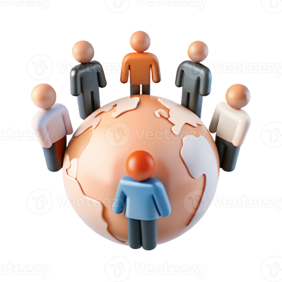 Global Unity A 3D Representation of People Coming Together png