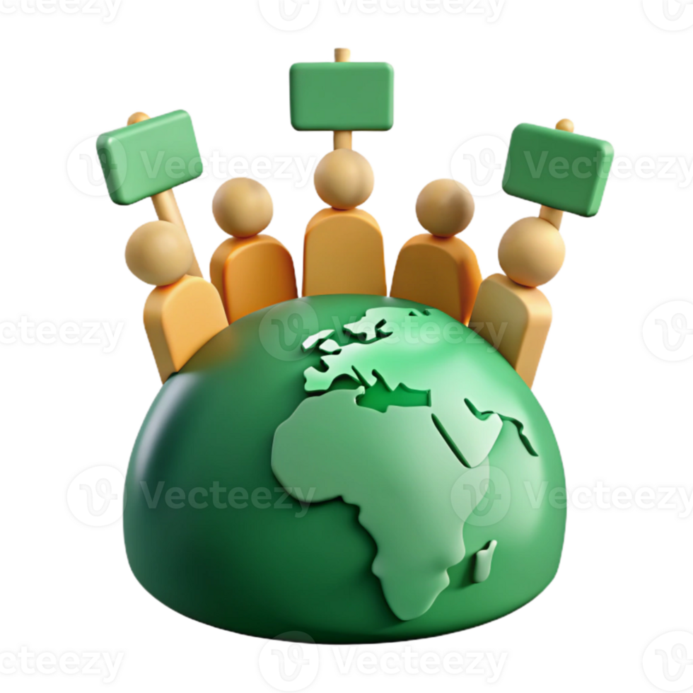 Global Unity and Collective Action A 3D Illustration png