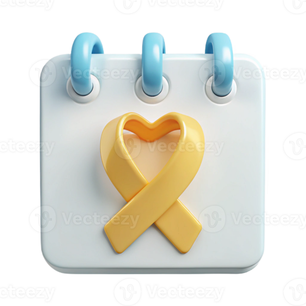 Calendar Icon with Yellow Ribbon Heart png
