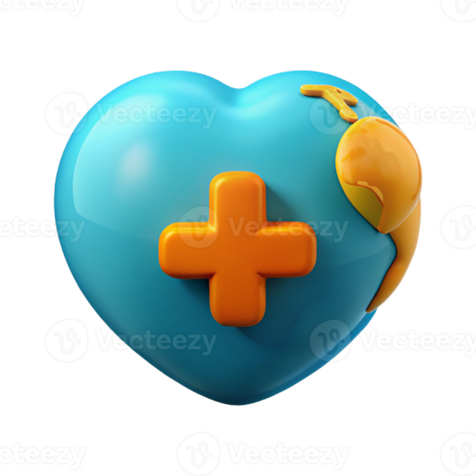 Blue Heart with Orange Plus Sign png