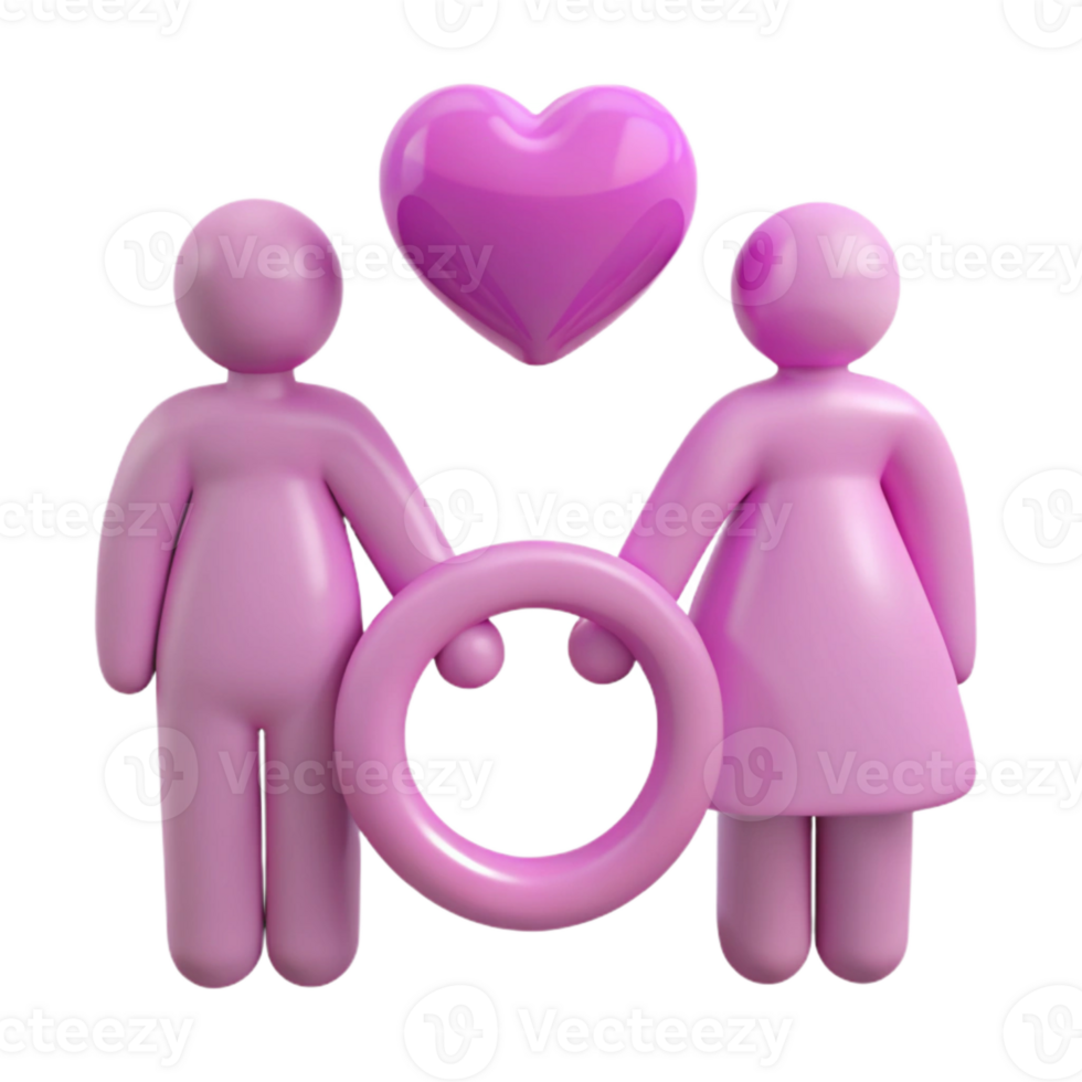 Couple Holding a Pink Ring with a Heart Above png