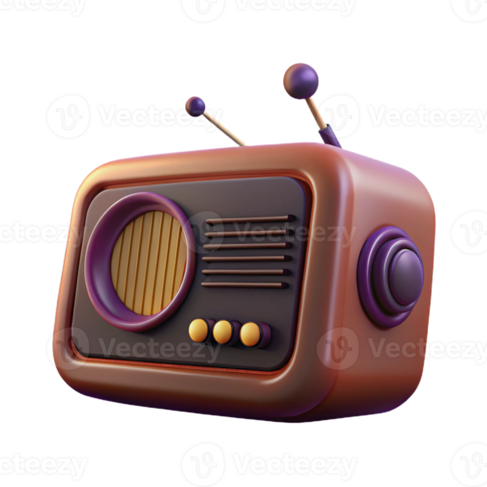 Vintage Radio with Antenna and Buttons png