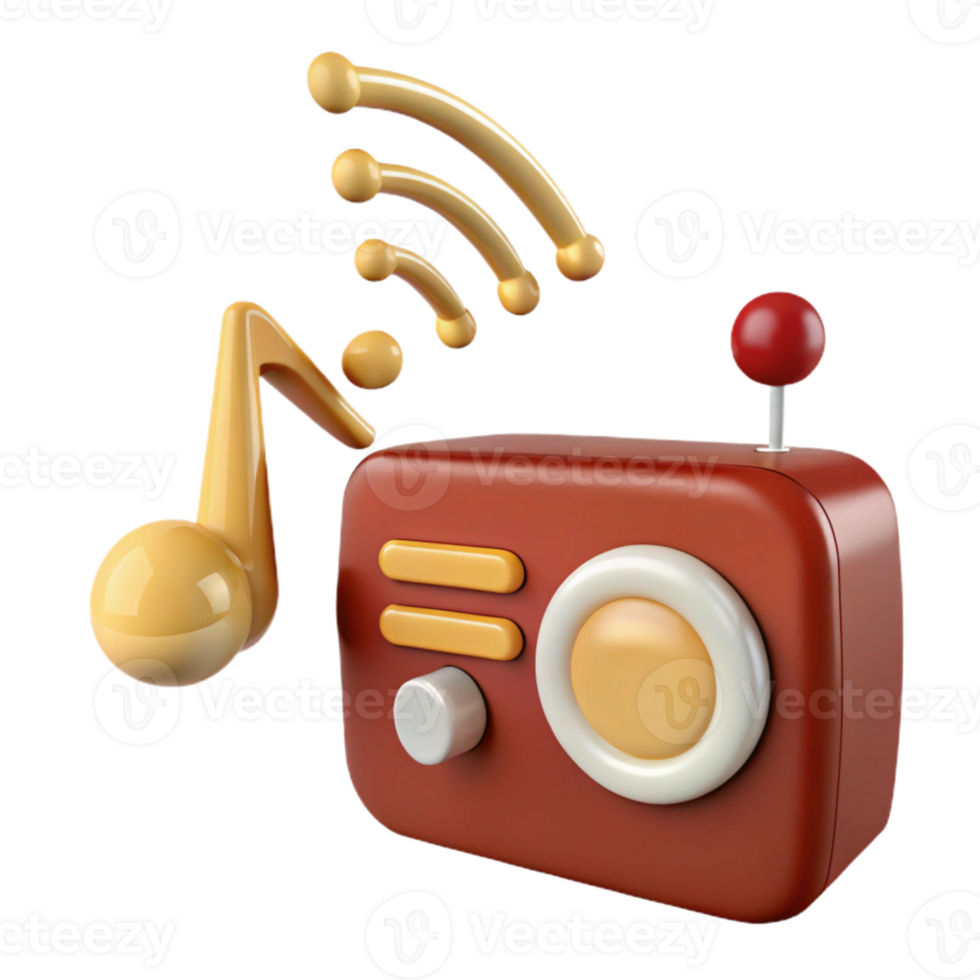 Retro Radio with Music Note and Wi-Fi Signal png