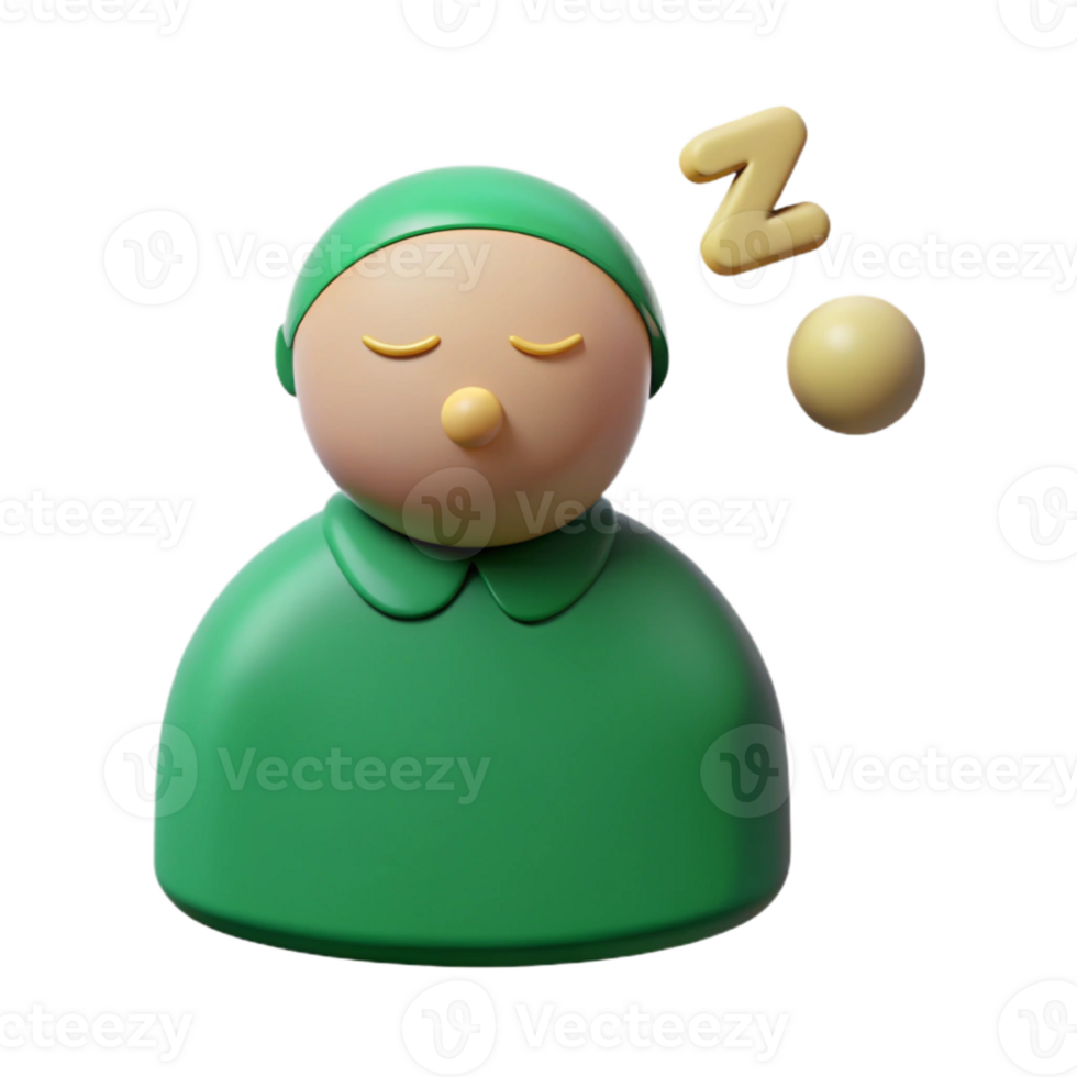 3D Render of a Sleeping Cartoon Character png