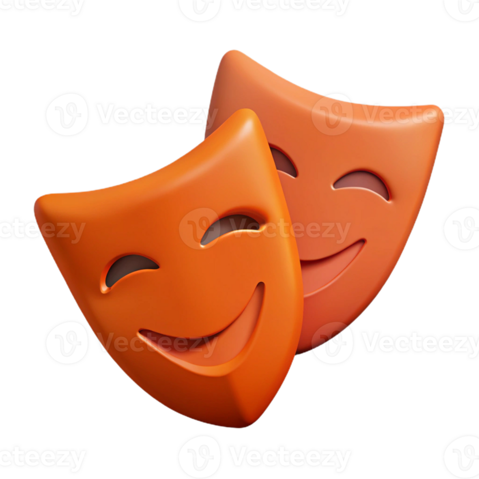 3D Render of Two Smiling Masks png