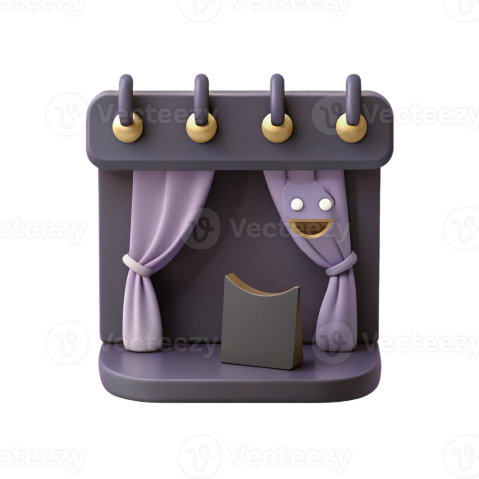 3D Render of a Stage with Curtains and a Smiley Face png