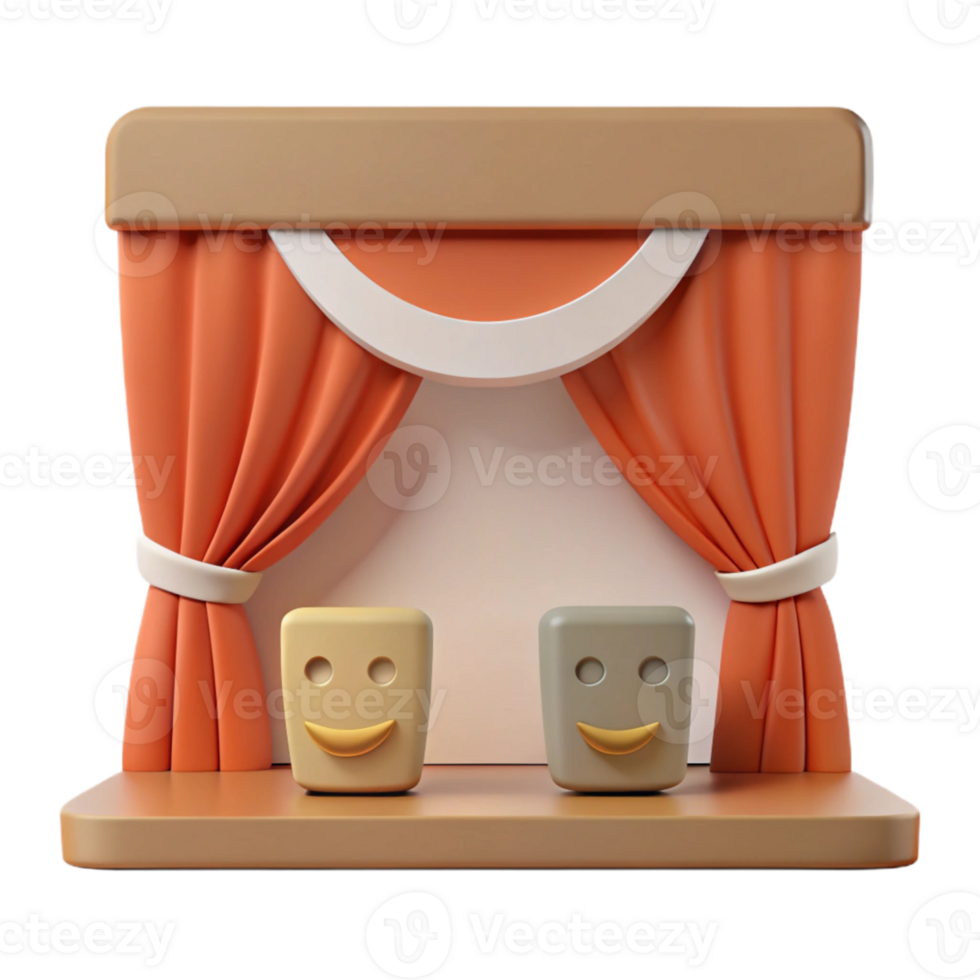 3D Render of Stage with Smiley Faces png