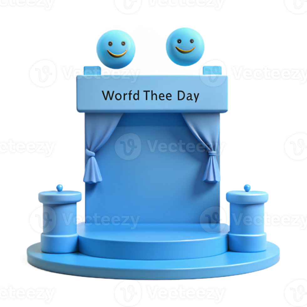 Blue Stage with Smiley Faces and Curtains png