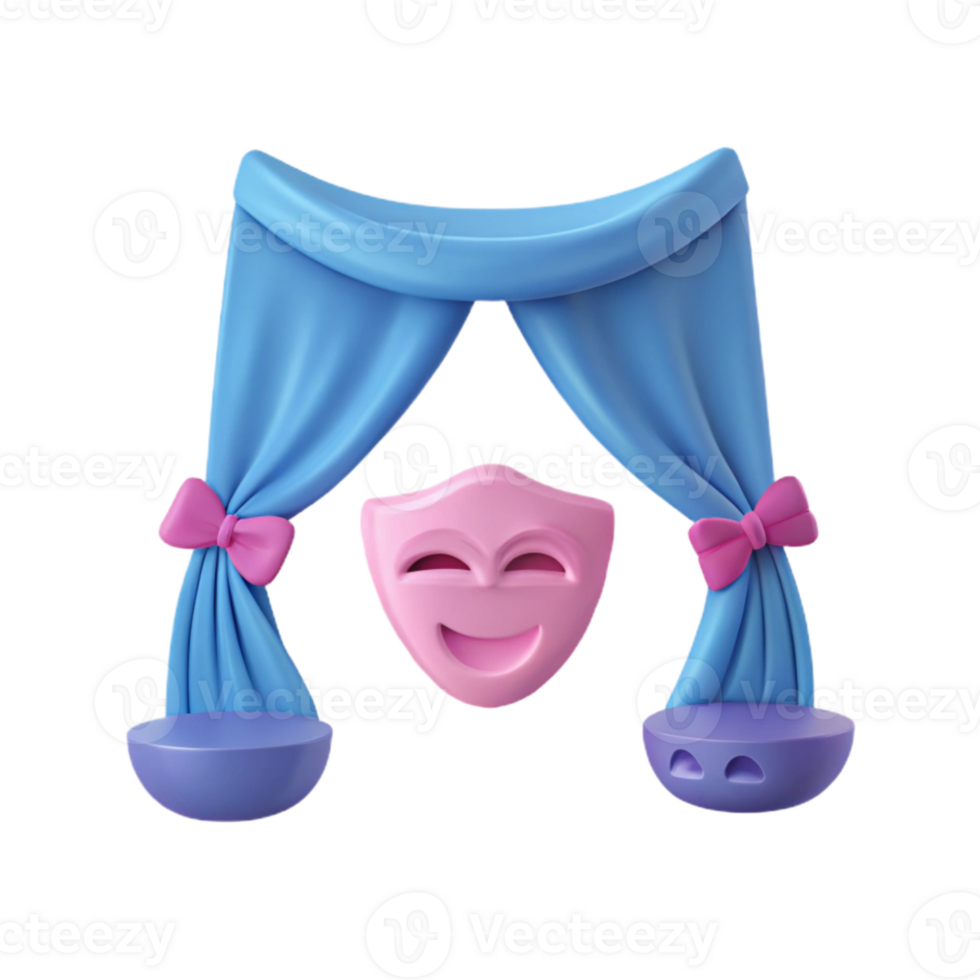Smiling Mask with Blue Curtains png