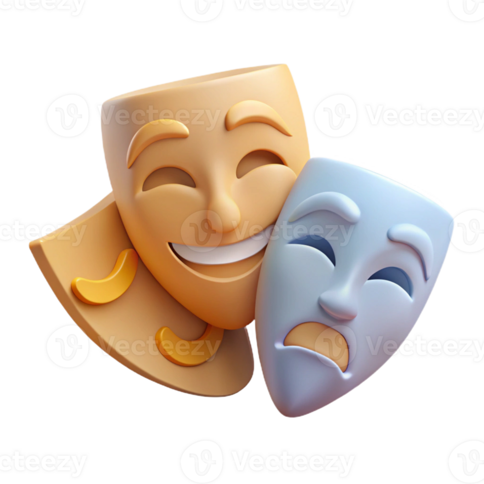 Smiling and Crying Masks A Playful Take on Emotions png