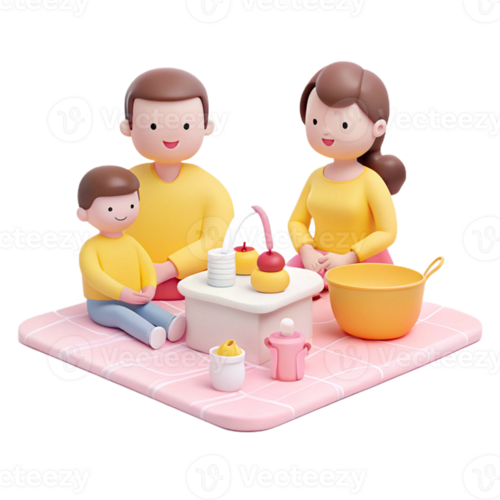 Happy Family Gathering on Picnic Blanket png