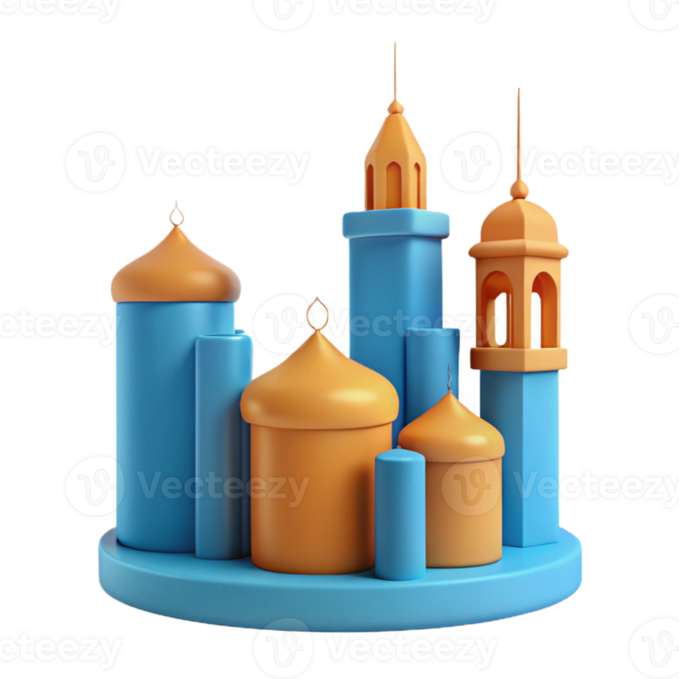 3d återges illustration av en färgrik stadsbild med torn och kupoler png