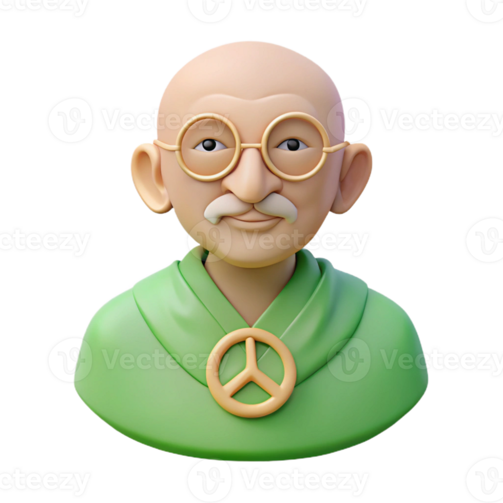 3D Cartoon Illustration of a Wise Old Man with Glasses and a Peace Sign png