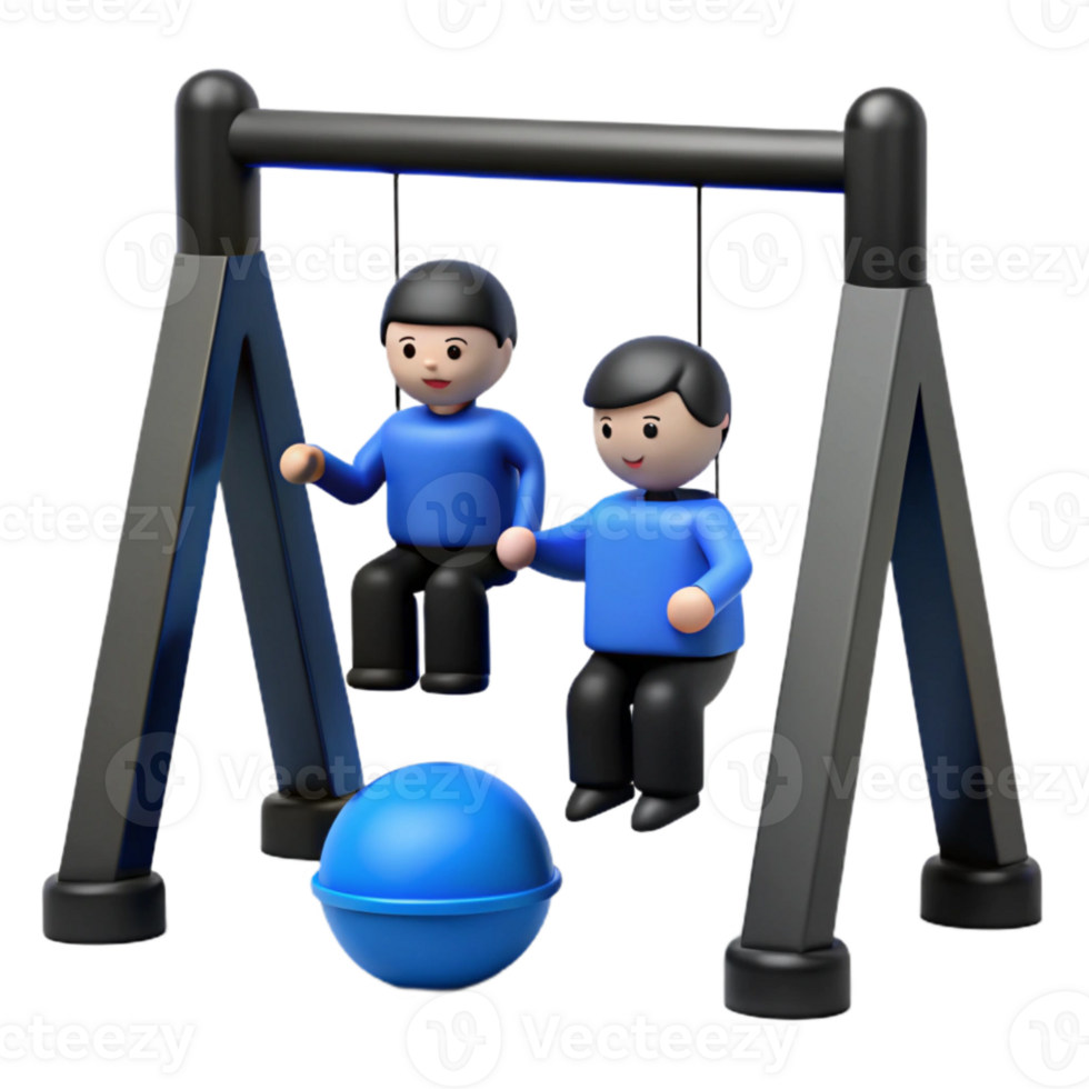 Two Cartoon Characters on a Swing Set png