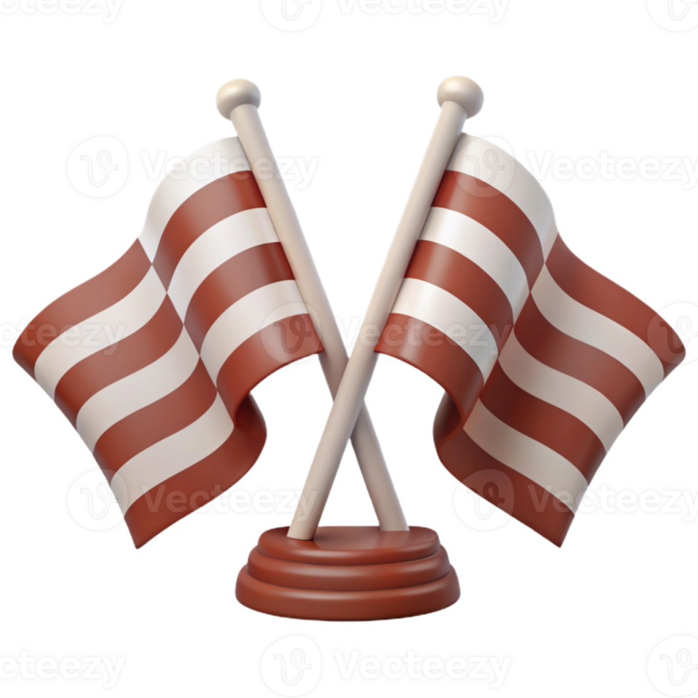 3D Rendered Crossed Flags with White Stripes png