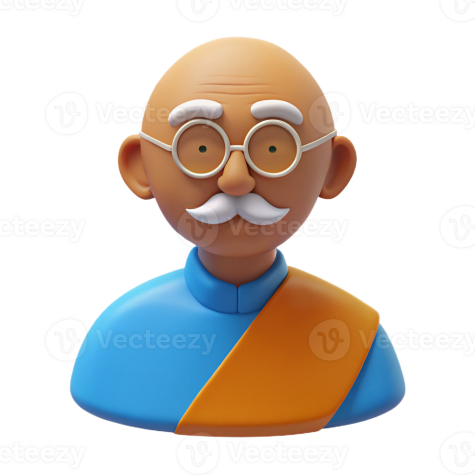 3D Render of a Senior Man with a Mustache and Glasses png