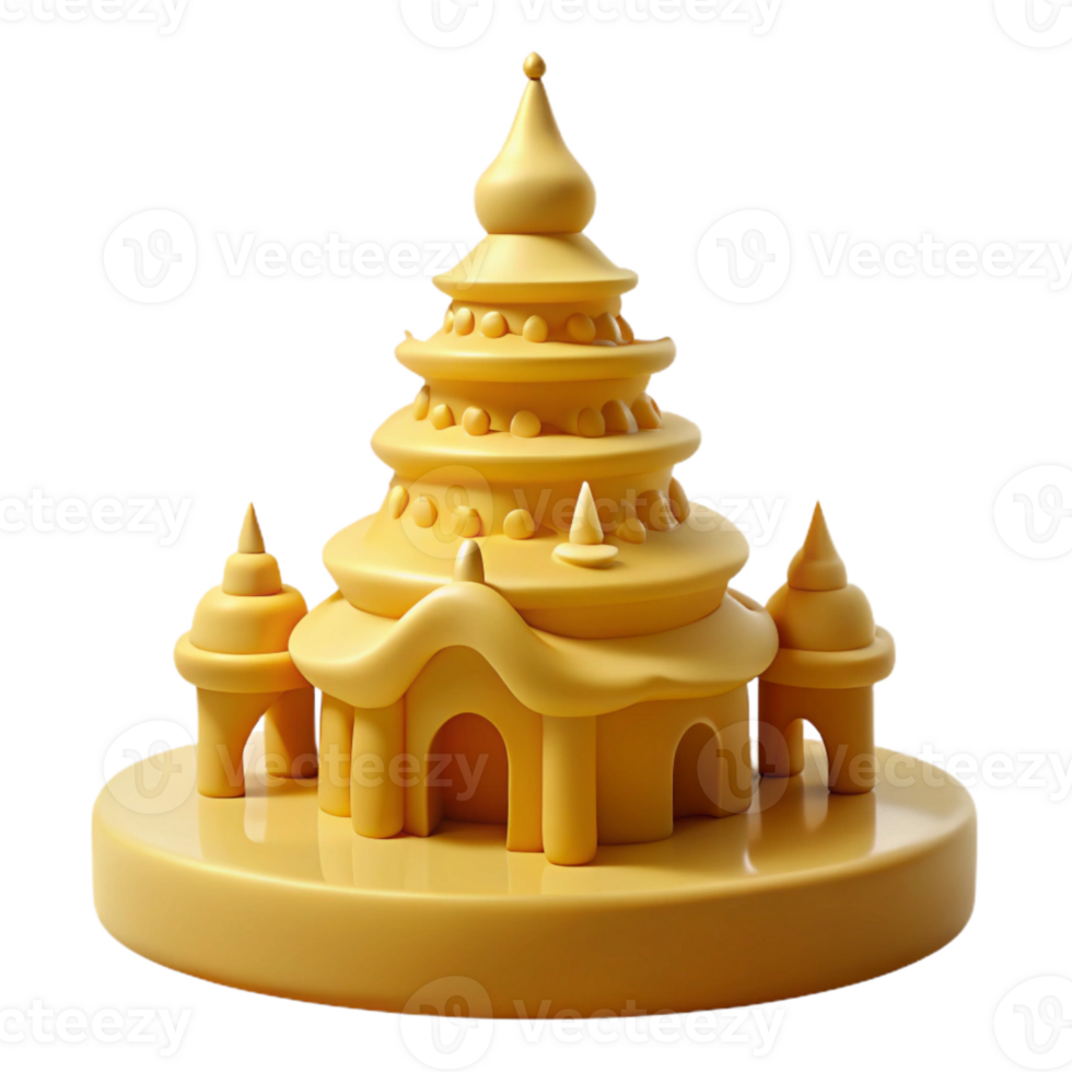 3D Render of a Yellow Castle with a Dome png