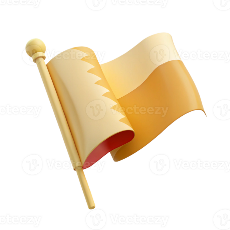 Waving Golden Flag with Red Trim png