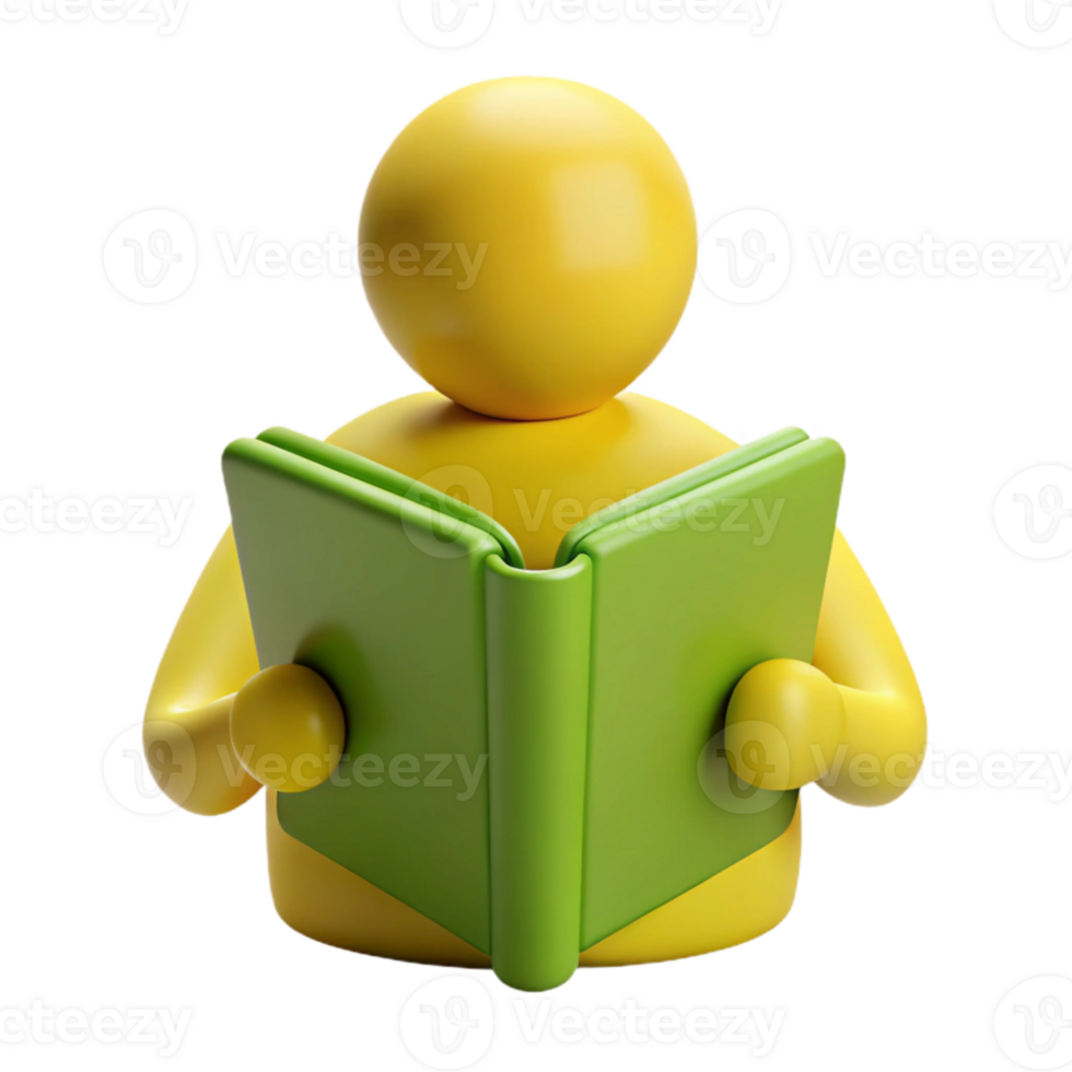 3D Illustration of a Person Reading a Book png