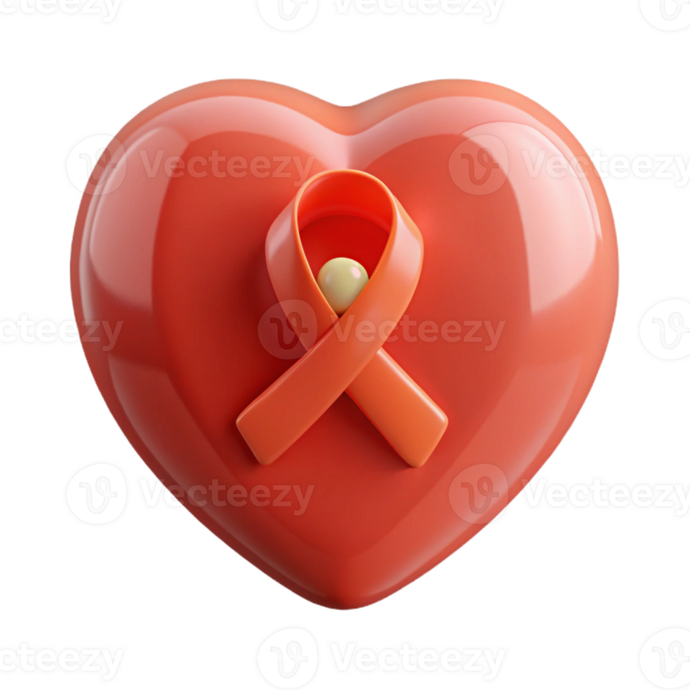 Heart with Orange Awareness Ribbon png