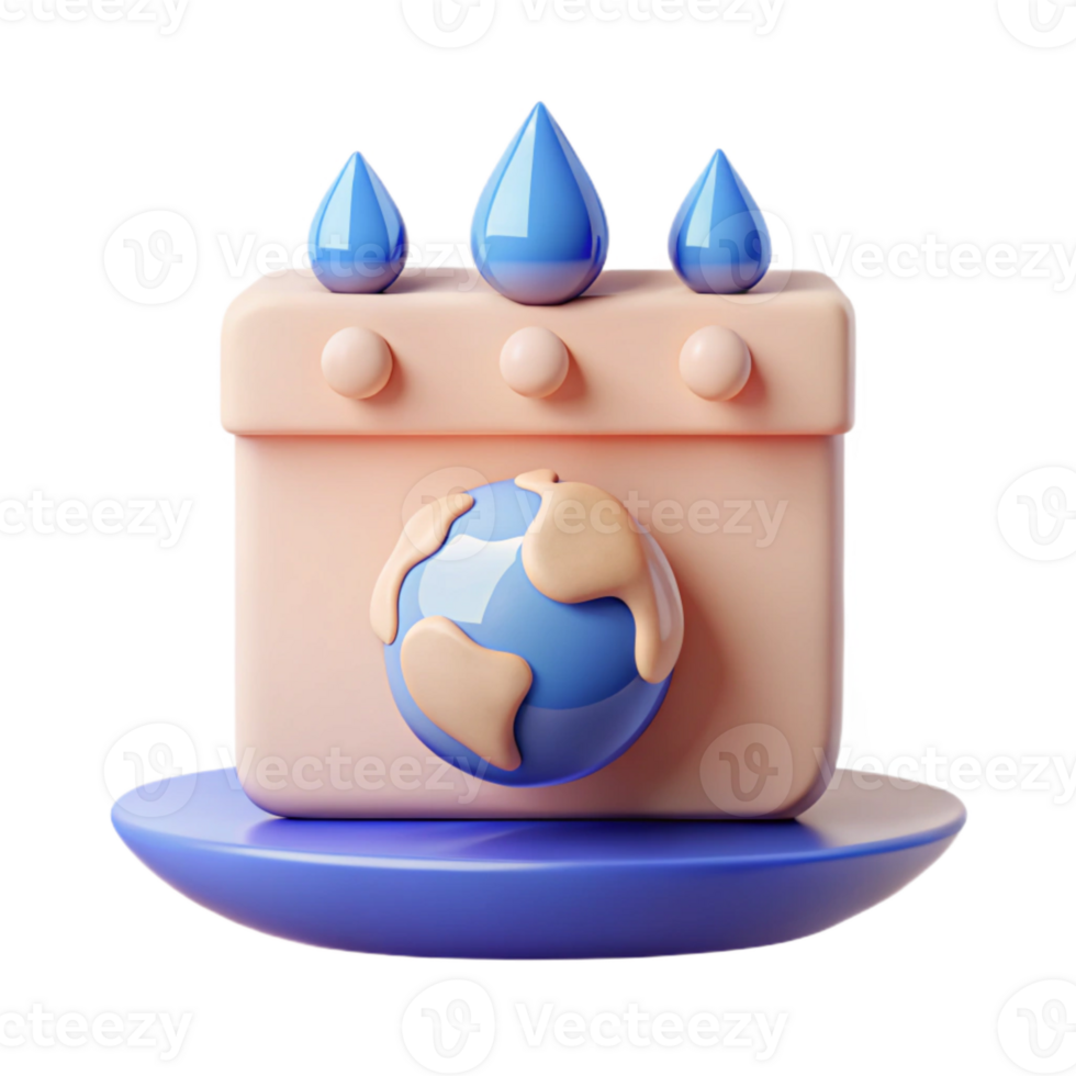 3D Render of Water Drops Protecting Earth png