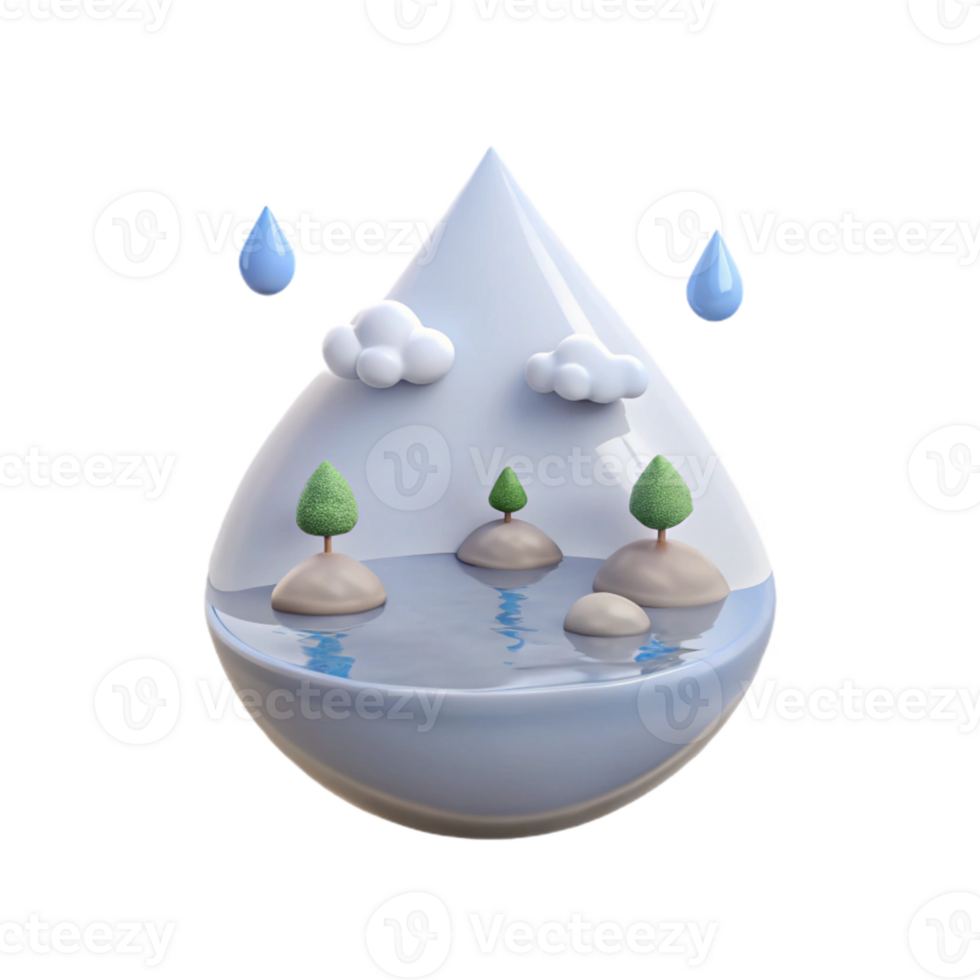 Water Drop with Clouds and Trees png
