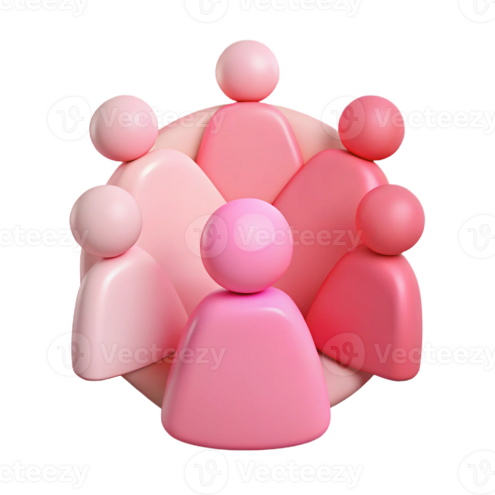 Group of Pink 3D People in a Circle png