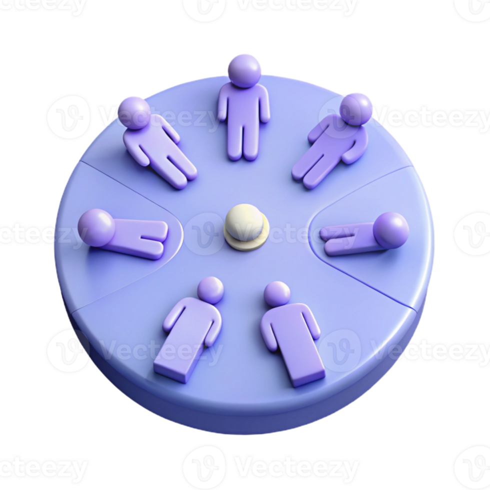 Circular Arrangement of Stick Figures Around a Central Object png