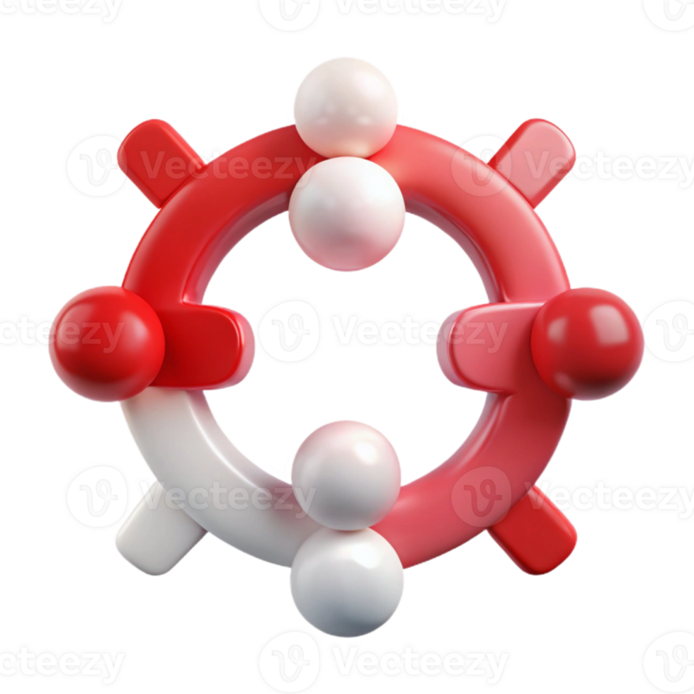 3D Rendered Abstract Circular Shape with Red and White Elements png