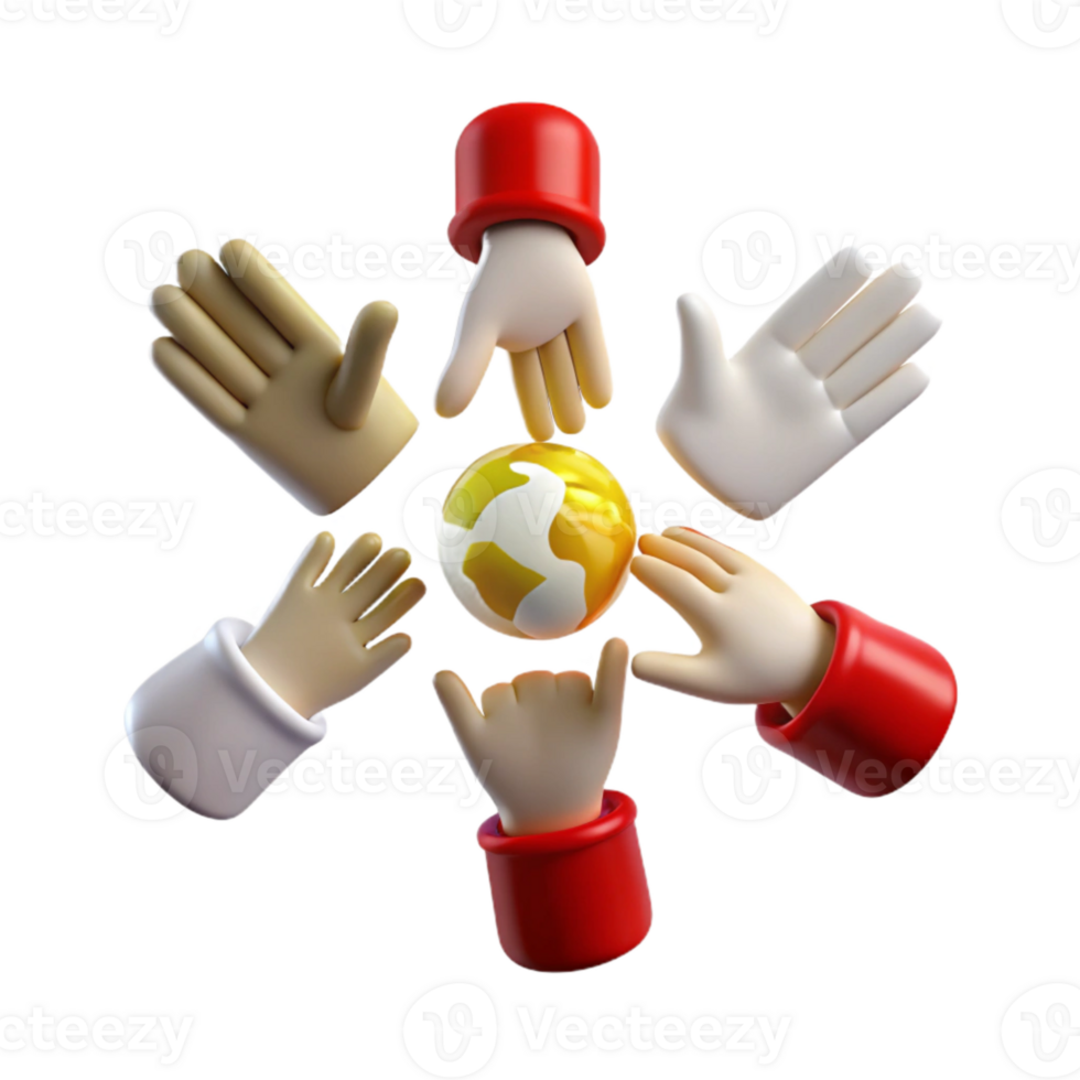 Hands Reaching for a Globe A Symbol of Unity and Cooperation png