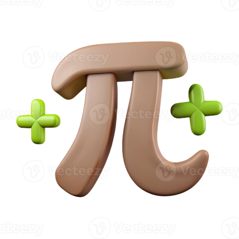 3D Rendered Pi Symbol with Plus Signs png
