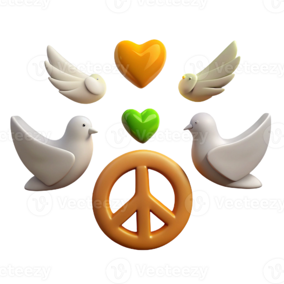 Peace Symbol with Doves and Hearts png
