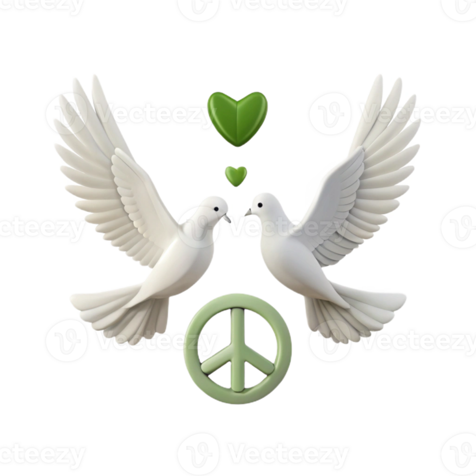Peace Symbol with Doves and Hearts png