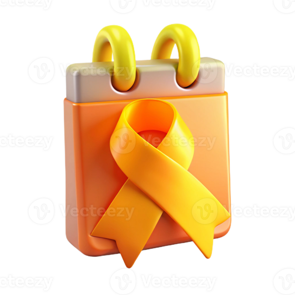 Calendar with Yellow Ribbon for Awareness png
