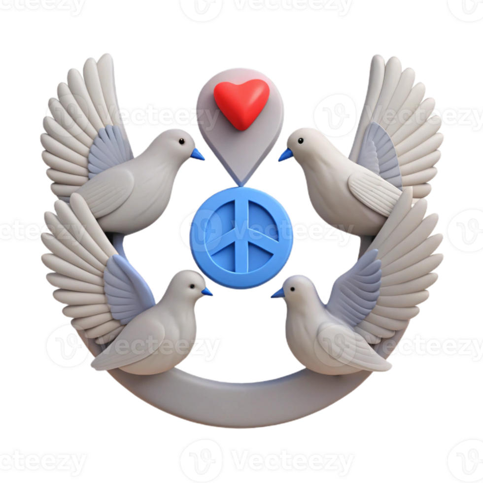 Peace Symbol with Doves and Heart png