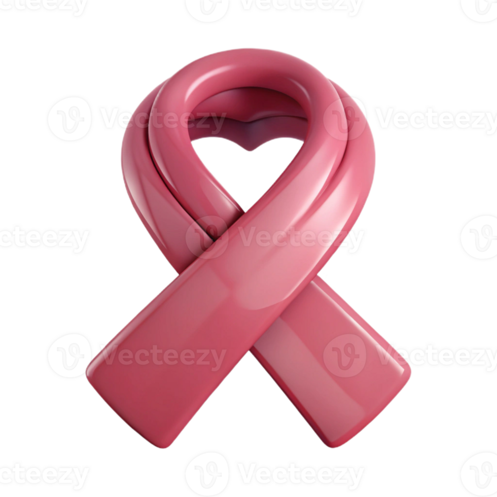 Pink Ribbon with Heart Symbol png
