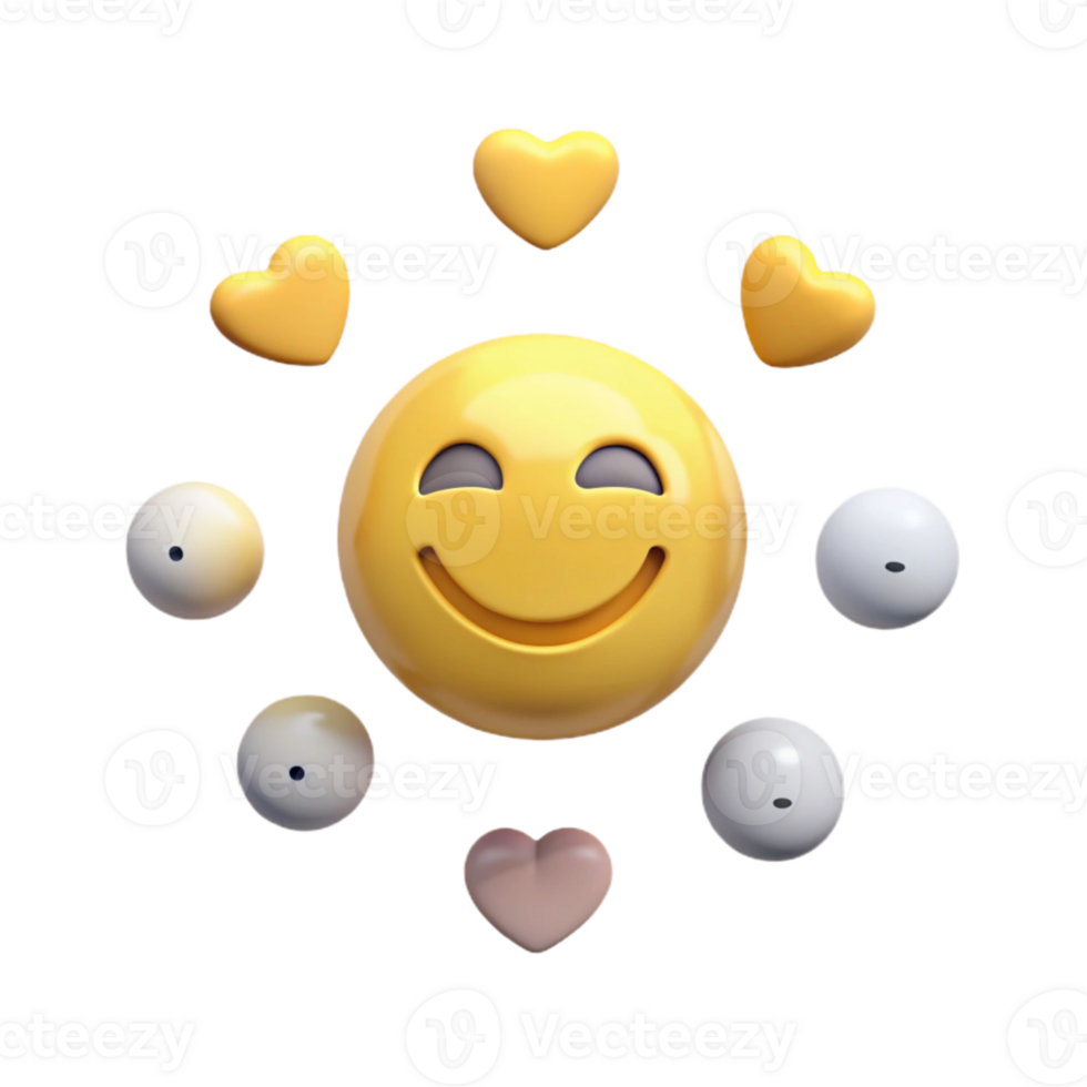 Smiling Emoji Surrounded by Hearts and Eyes png