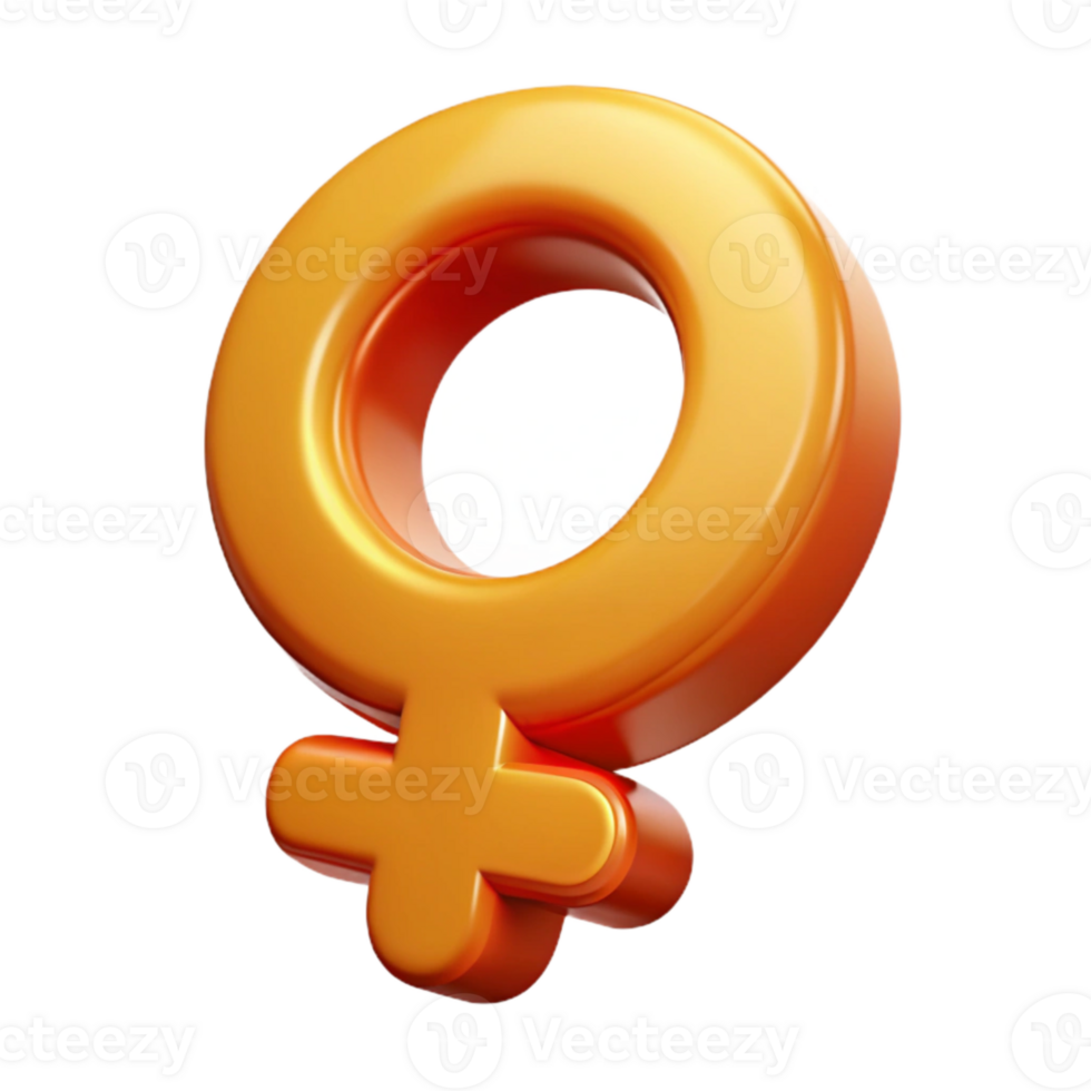 3D Render of Female Gender Symbol in Orange png