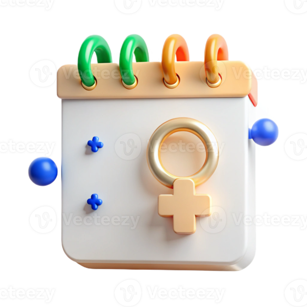3D Render of a Calendar with a Female Symbol png