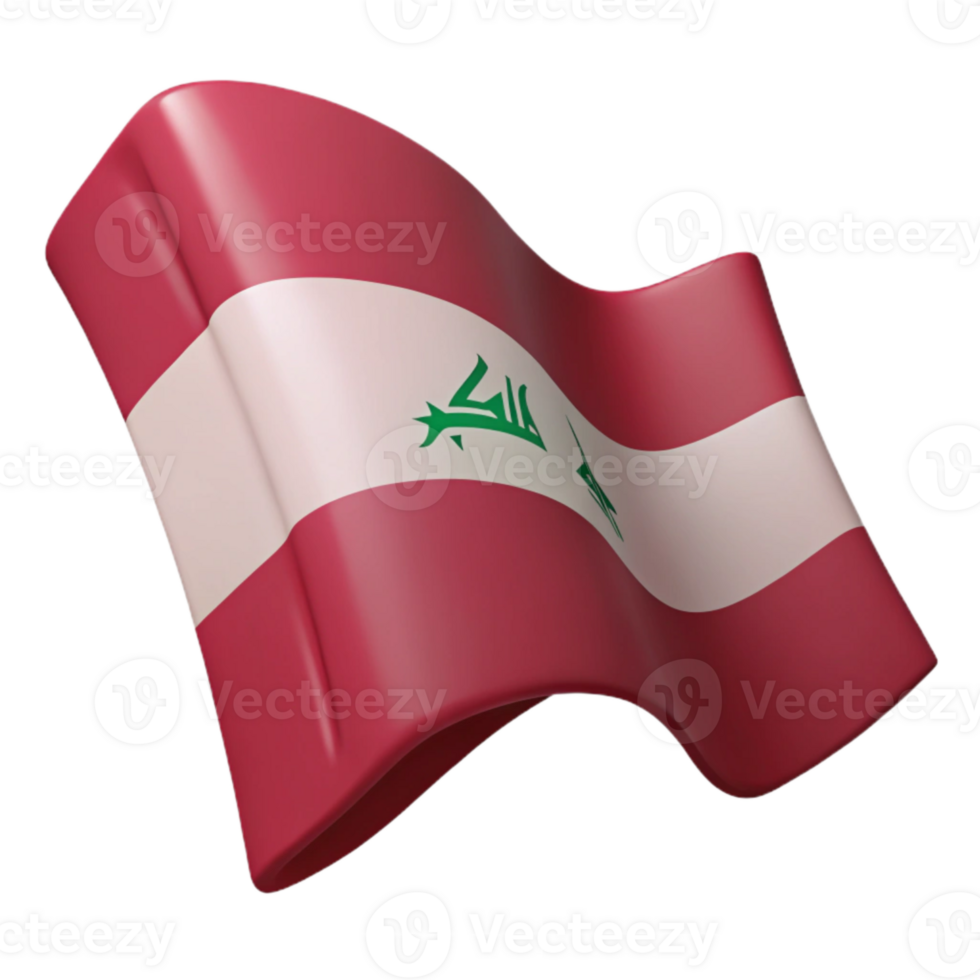 Waving Lebanese Flag with Cedar Symbol and Red and White Stripes png